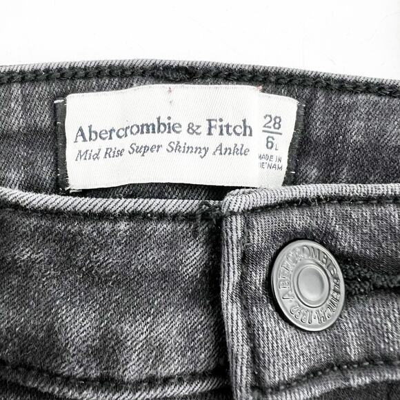 Abercrombie & Fitch Mid Rise Super Skinny Ankle Black Jeans 28/6L - Picture 4 of 6